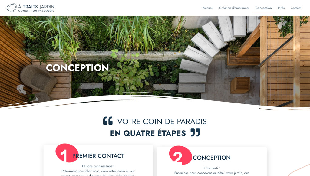 Site web A traits jardin - Conception Paysagère - Création SyBprod