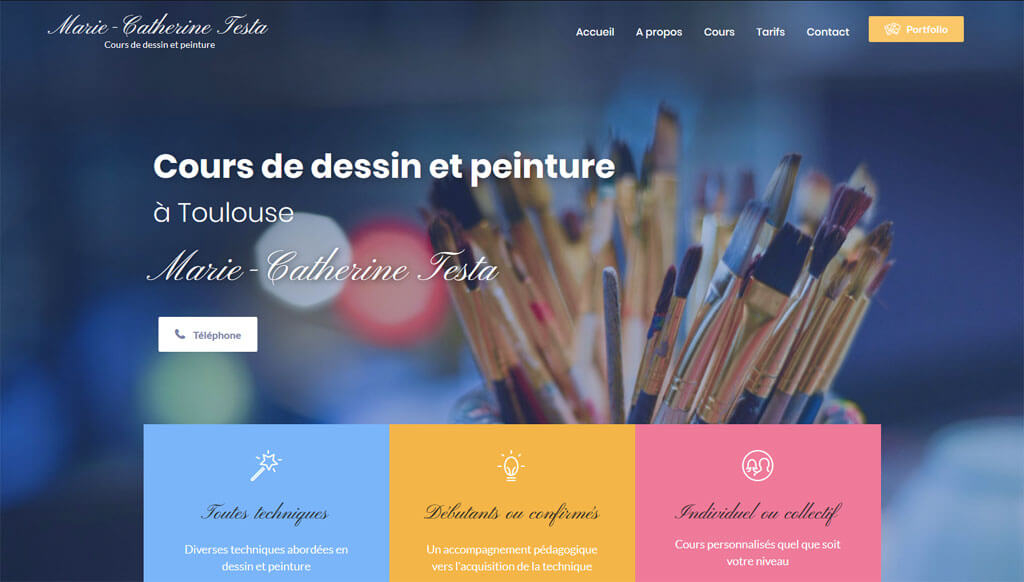 Site web de Marie-Catherine Testa cours de dessin et peinture à Toulouse - Création SyBprod